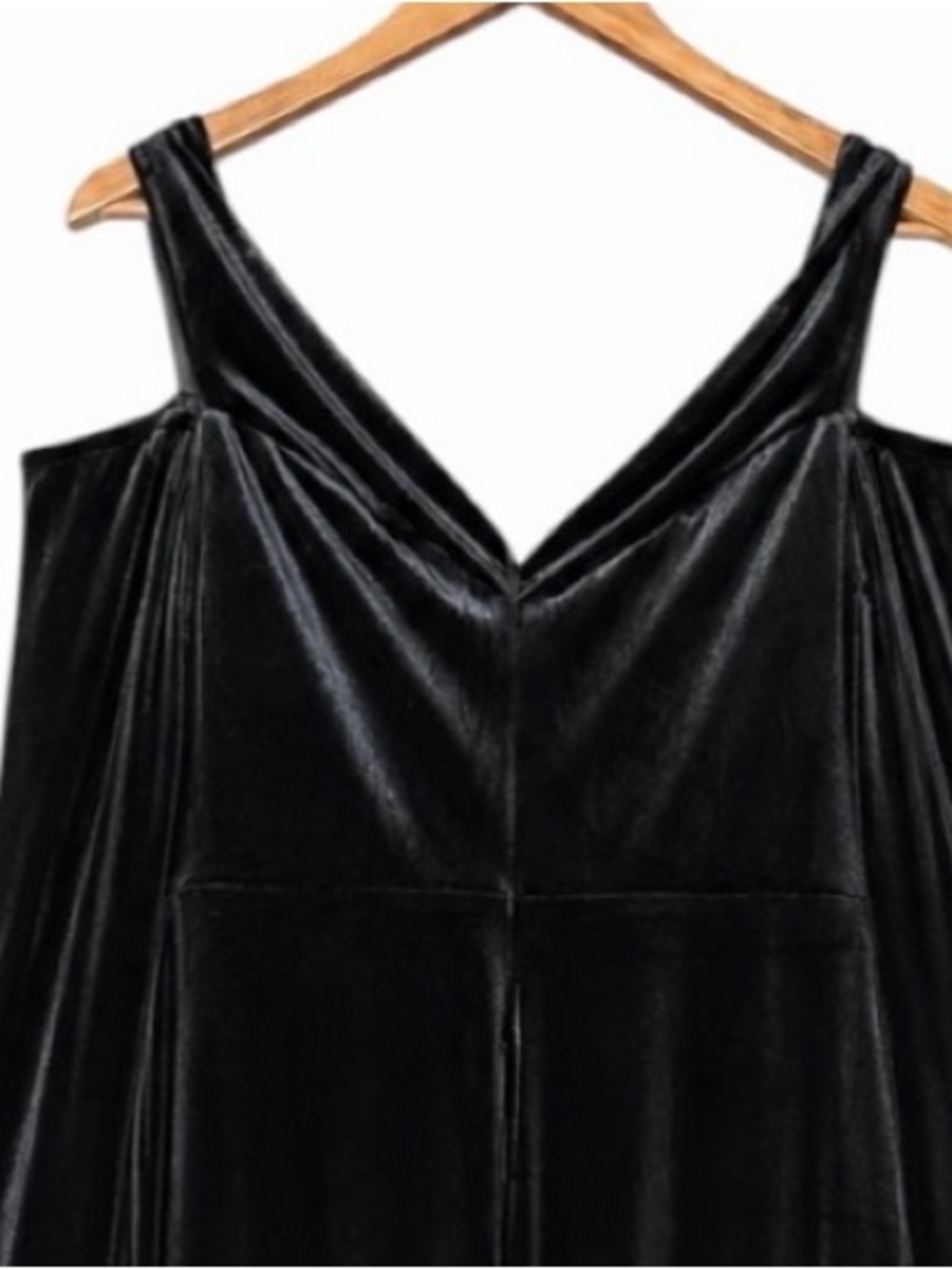 Griffniseti Black Velvet Cold Shoulder Maxi Dress NWT Size Large Stretch Gown - Picture 5 of 7